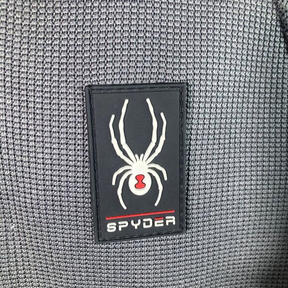 Mens Spyder Polar Pullover Half Zip Hoodie Soft Shell Jacket Gray Black M Polyes - Picture 7 of 11